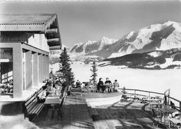 74-MEGEVE- LA TERRASSE DU RESTAURANT DU JAILLET ET LE MONT BLANC - Megève