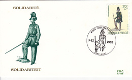 2032  MET P638 FDC   Métier 150 Ans Gendarmerie Carabinier Guide 5-12-1981 9000 Gent €1,5 - 1981-1990