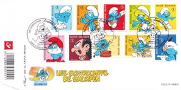 3814 3823 BD P1630II FDC   Rare 50 Ans Smurf Schtroumpf Peyo 25-9-2008 6900 Marche-en-Famenne €15 - 2001-2010