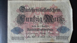 Deutsches Reich 50 Mark Darlehenskassenschein ( 5.8.1914) ( Rosenberg 50 B/ Pick 49) - 50 Mark