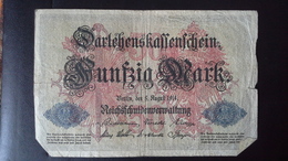 Deutsches Reich 50 Mark Darlehenskassenschein ( 5.8.1914) ( Rosenberg 50 B/ Pick 49) - 50 Mark