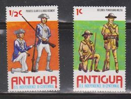 ANTIGUA Scott # 423-4 MH - US Bicentennial Militia Uniforms - 1960-1981 Autonomie Interne