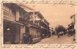 07522 "GIAPPONE - UNA STRADA DI KOBE" ANIMATA, CARROZZE. CART SPED 1926 - Kobe