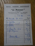 Note HOTEL PENSION RESTAURANT La Provence J. Mallet ( Gironde - 33 ) ( Arcachon ) 1968 - Deportes & Turismo