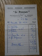 Note HOTEL PENSION RESTAURANT La Provence J. Mallet ( Gironde - 33 ) ( Arcachon ) 1968 - Sport En Toerisme