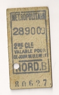 ANCIEN TICKET DE METRO NORD B CPA1521 - Europa