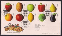 GB 2003 QE2 FDC Fruit & Veg 1st Class Block SHS Edinburgh Pmk ( M764 ) - 2001-2010 Decimal Issues