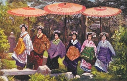 Delcampe - Japon: Japanese At Home, Kioto Girls - Illustration Raphael Tuck & Sons, Carte Oilette Non Circulée - Tuck, Raphael