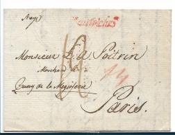 AV089 /- ÖSTERREICH -  STEYR 1810 Austriches, Roter Einzeiler Nach Paris, Mit Textinhalt - ...-1850 Préphilatélie