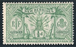 NOUVELLES HEBRIDES 1911 - Yv. 49 *   Cote= 3,00 EUR - Idole Indigène 1/2d ; Filigrane  ..Réf.AFA22962 - Nuevos