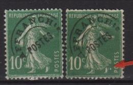 Variété Sur 10c Préo Semeuse Vert N° 53 Oblitéré, Point Blanc Au Talon Gauche Et Lettre A Incomplète - Used Stamps