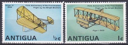 Antigua 1978 Transport Verkehr Flugzeuge Aeroplanes Luftfahrt Aeronautic Motorflug Gebrüder Wright, Mi. 491-2 ** - 1960-1981 Ministerial Government