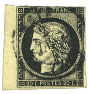 8 N°3 Obl. B 20 C. Noir Sur Jaune. Oblitération Cachet à Date Type 15 Du 2 Janvier. - Sonstige & Ohne Zuordnung