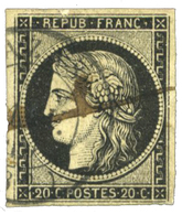 10 N°3 Obl. TB 20 C. Noir Sur Jaune. Oblitération Cachet à Date Type 15 + Plume - Other & Unclassified