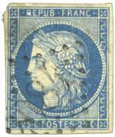 13 N°4 Obl. 25 C. Bleu. Timbre Réparé. Rare. Oblitération GC - Autres & Non Classés