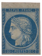 28 N°8f* 20 C. Bleu Sur Jaunâtre. Réimpression 1862, Signé Calves - Autres & Non Classés