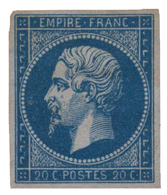 52 N°14A* 20 C. Bleu Type I. Signé Brun - Other & Unclassified