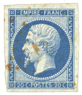 53 N°14A Obl. TB 20 C. Bleu Type I. Oblitération PC Rouge. - Altri & Non Classificati