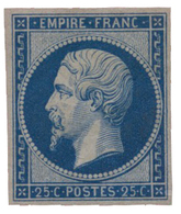 62 N°15c* 25 C. Bleu. Réimpression 1862 - Altri & Non Classificati