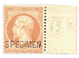 83 N°23d** 40 C. Orange. Surcharge ''SPECIMEN'' Bord De Feuille. RARE - Otros & Sin Clasificación