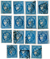 144 N°46B Obl. 20 C. Bleu Type III Report 2. Bloc Reports De 15 Timbres B/TB. - Other & Unclassified