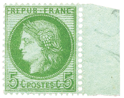 166 N°53** 5 C. Vert-jaune S. Azuré. Superbe Exemplaire Bord De Feuille - Sonstige & Ohne Zuordnung