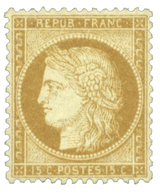 180 N°59* 15 C. Bistre. Infime Charnière - Andere & Zonder Classificatie