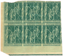 194 N°75(*) 5 C. Sage. Feuille De Passe. Pli Normal. - Andere & Zonder Classificatie