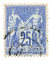 200 N°78b Obl. TB 25 C. Outremer Sur Vert Clair. Rare, Signé Scheller + Certificat - Autres & Non Classés