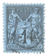 209 N°84 Obl. TB 1 C. Bleu De Prusse. Très Bel Exemplaire. - Sonstige & Ohne Zuordnung