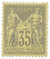 215 N°93* 35 C. Violet-noir S. Jaune. Infime Charnière, Très Bon Centrage, Exemplaire Très Frais. - Autres & Non Classés