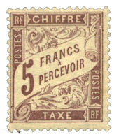 270 Taxe N°27** 5 F. Marron. Un Point De Rouille Et Une Dent Courte. - Other & Unclassified