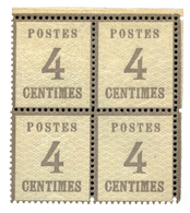 293 Alsace Lorraine N°3 **/* 4 C. Gris-lilas En Bloc De 4 (3 Ex** Et 1 Ex*) - Autres & Non Classés