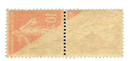 329 N°138** 10 C. Semeuse En Paire Verticale. Recto-verso Partiel Sur Les 2 Timbres. - Other & Unclassified