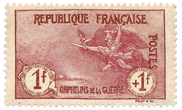 340 N°154* 1 F.  + 1 F. Carmin Orphelins. Charnière Propre, Bon Centrage - Autres & Non Classés