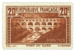 382 N°262B* 20 F. Chaudron Clair. Pont Du Gard. Charnière Légère, Très Frais - Autres & Non Classés