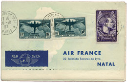 391 N°321 Obl.  X 2 Sur Carte Lettre Air France "Par Avion Autour Du Monde" + Timbres Brésil, Etats-Unis - Other & Unclassified