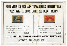 710 N°307/308 Les Chomeurs Intellectuels Collés Sur La Carton De La Poste. - Autres & Non Classés