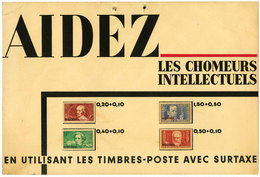 711 N°330a/333a Les Chomeurs Intellectuels Surchargés Collés Sur Le Carton De La Poste. - Other & Unclassified