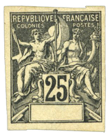 760 Colonies Françaises 25 C. Noir. Essai Non Gommé Sur Papier Normal. Signé Scheller. - Other & Unclassified