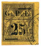 840 Guadeloupe N°2a Obl. 25 Sur 35 C. Violet-noir S. Jaune. 25 Avec Gros 2 - Other & Unclassified