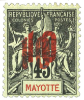 912 Mayotte N°28a* Double Surcharge. Rare - Autres & Non Classés