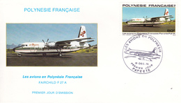 Polynésie Française Enveloppe Premier Jour 19/12/1979 Avion FAIRCHILD F 27 A - Brieven En Documenten