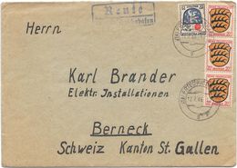 Lettre Sarre 1946 De Friedrichshafen Pour La Suisse Griffe Rente - Covers & Documents