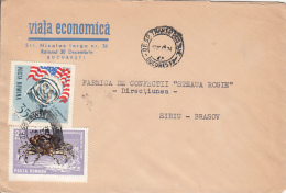 70156- S. CARPENTER COSMONAUT, MARBLED CRAB, STAMPS ON COVER, 1967, ROMANIA - Briefe U. Dokumente