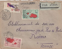 LETTRE MADAGASCAR. 5 OCT 35. DE ANTSENAVOLO. RECOMMANDÉ MANANJARY. ETIQUETTE + GRIFFE.   POUR LA FRANCE.   / 2 - Lettres & Documents