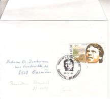 FDC Sur Enveloppe Libre 2303 Jacques Brel - Poème à L'intérieur - 1981-1990