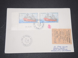 SAINT PIERRE ET MIQUELON - Enveloppe Pour San Marin Avec étiquette " Non Réclamé " En 1988 - L 15252 - Covers & Documents