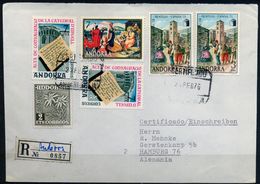 1976 , ANDORRA ESPAÑOLA ,  CERTIFICADO ANDORRA LA VIEJA - HAMBURGO - Storia Postale
