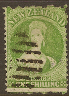 NZ 1864 FFQ 1/- Green SG 124 U #AID143 - Usados